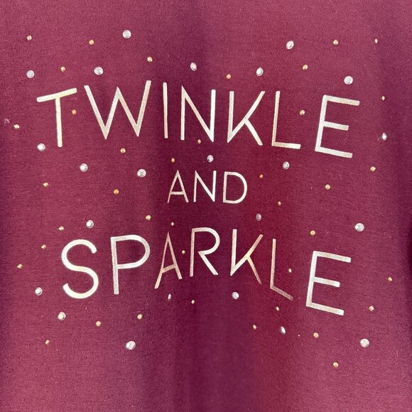 Apt. 9 Twinkle & Sparkle Burgundy Crewneck Sweatshirt Womens Size M - Picture 3 of 9